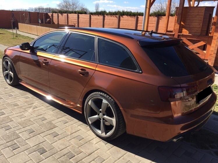 Оклейка пленкой Audi цвет candy metallic RB10 Amber brown