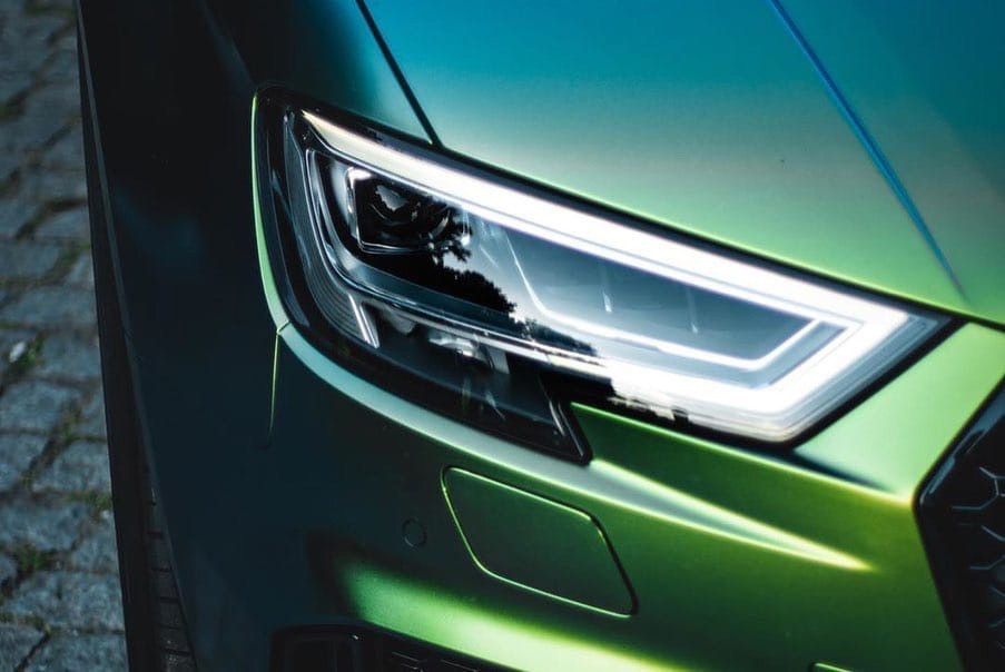 Оклейка пленкой Audi RS3 цвет matte RD06 Golden Blue Viridian